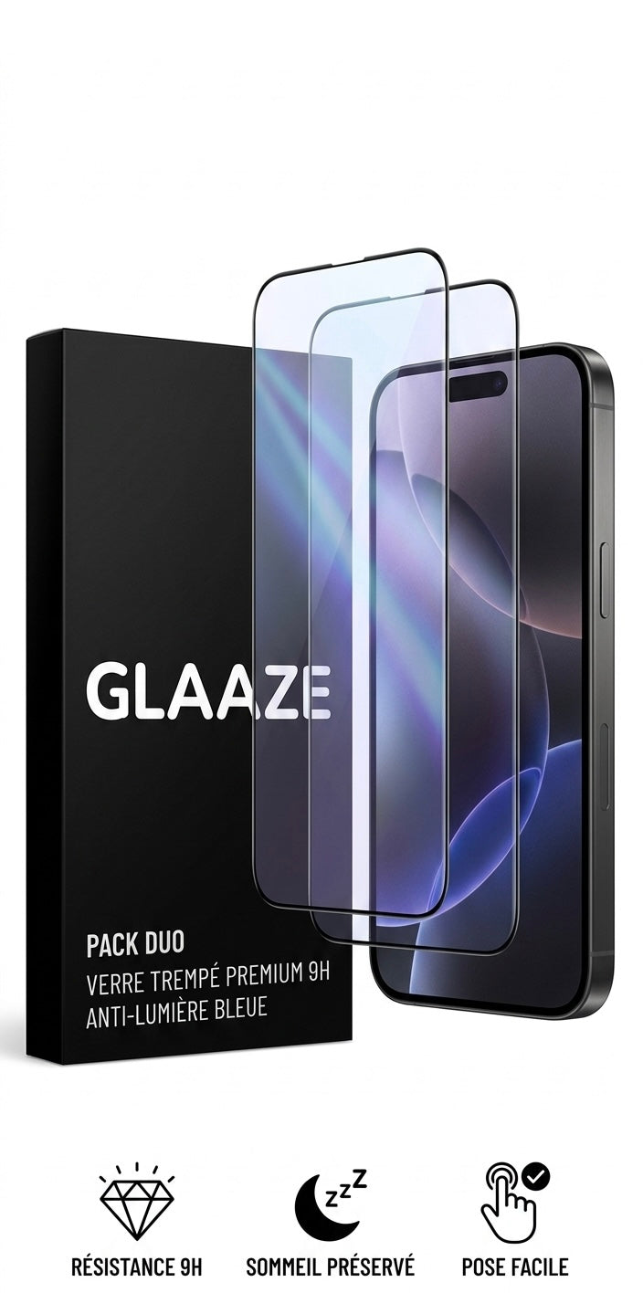 Pack Duo — 2× Verre Trempé Anti-Lumière Bleue pour iPhone